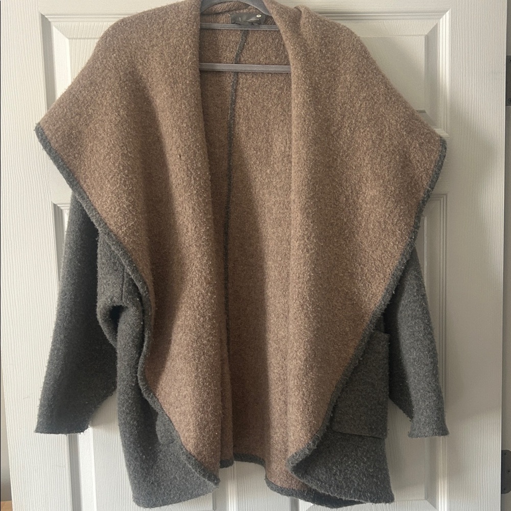 Anthropologie Gray and Brown Knitted Cardigan